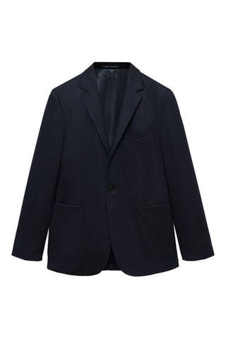 Veste flanelle laine vierge - Bleu marine