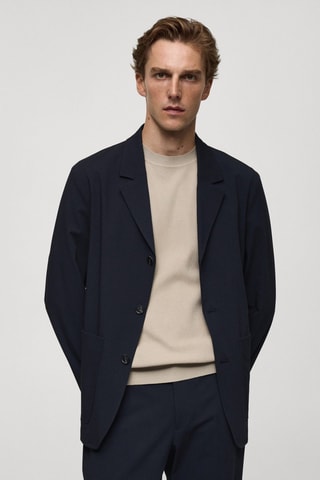 Veste slim-fit poches - Bleu marine