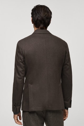 Veste croisée flanelle laine vierge - Marron