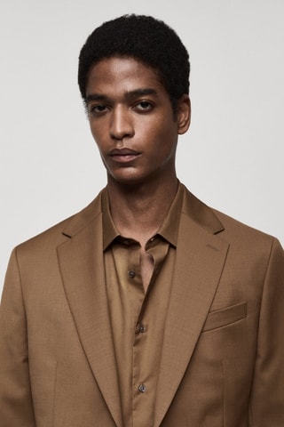 Veste costume slim-fit 100 % laine vierge - Marron