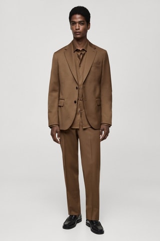 Veste costume slim-fit 100 % laine vierge - Marron