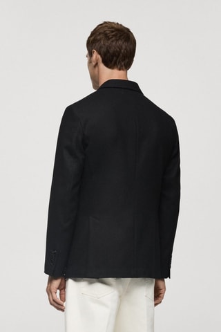 Veste slim-fit en laine recylée - Noir