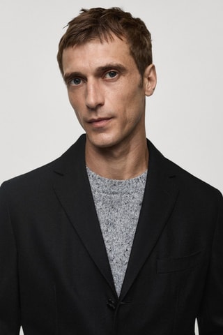 Veste slim-fit en laine recylée - Noir