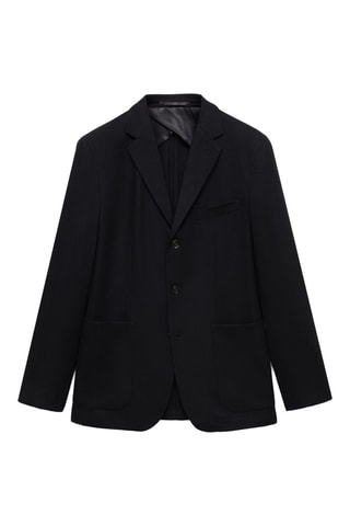 Veste slim-fit en laine recylée - Noir
