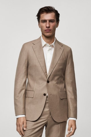 Veste costume flanelle 100 % laine italienne - Marron