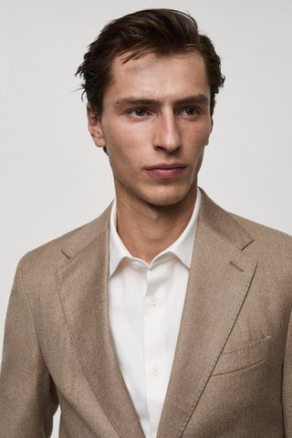 Veste costume flanelle 100 % laine italienne - Marron