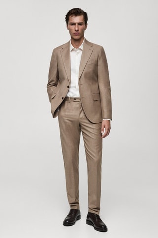 Veste costume flanelle 100 % laine italienne - Marron