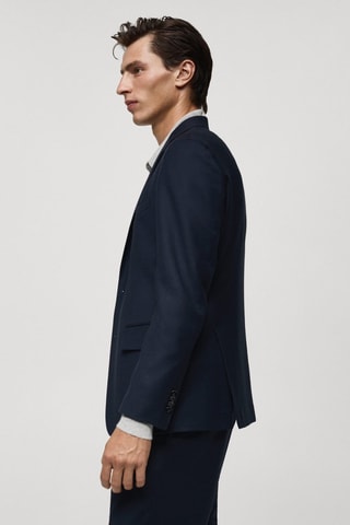 Veste costume flanelle 100 % laine italienne - Bleu marine