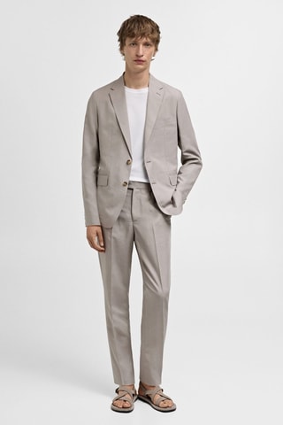 Veste costume slim-fit mélange de lin - Gris clair