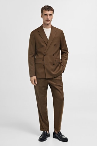 Veste costume slim-fit boutons croisés - Marron