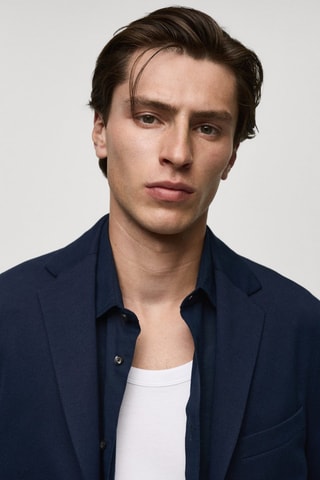 Veste slim fit structurée coton - Bleu marine