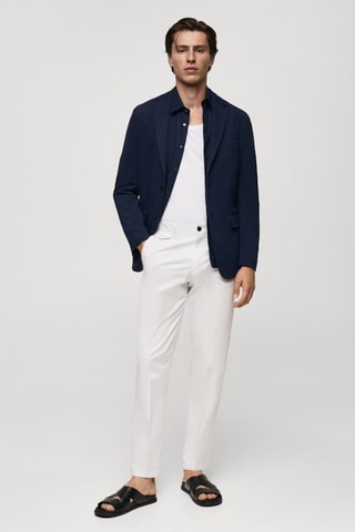 Veste slim fit structurée coton - Bleu marine
