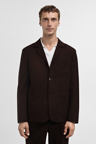 Veste costume 100 % laine slim-fit - Marron