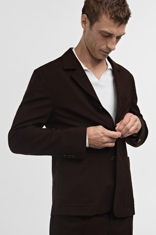 Veste costume 100 % laine slim-fit - Marron