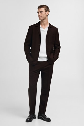 Veste costume 100 % laine slim-fit - Marron