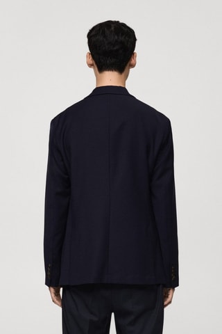 Veste laine slim-fit poches - Bleu marine