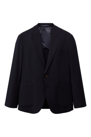 Veste laine slim-fit poches - Bleu marine