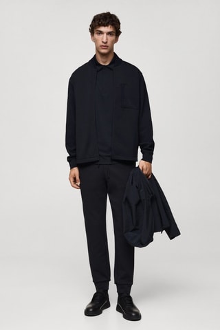 Bomber sweatshirt with anti-odour technology - Bleu marine