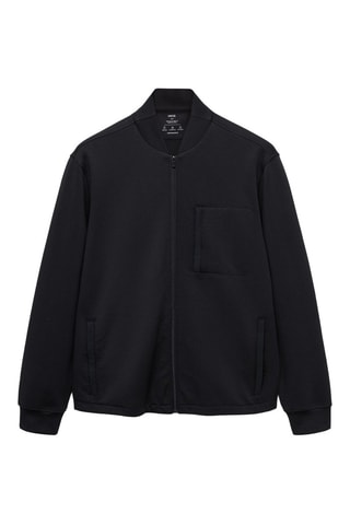 Bomber sweatshirt with anti-odour technology - Bleu marine