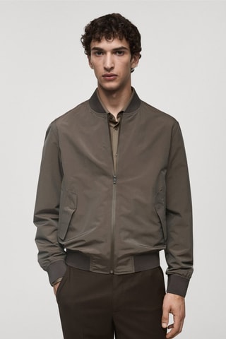Bomber tissu technique imperméable - Marron
