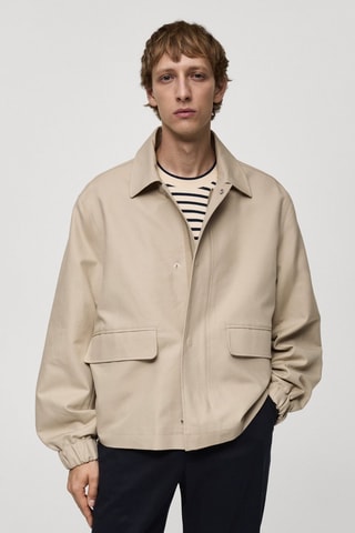 Blouson oversize coton poches - Beige