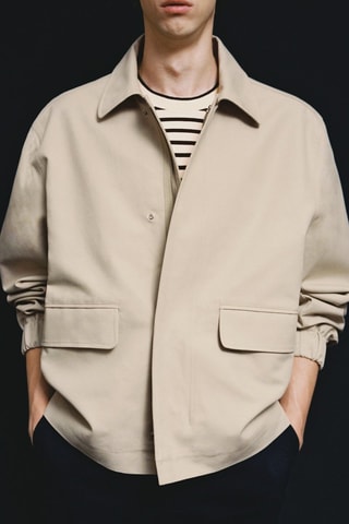 Blouson oversize coton poches - Beige