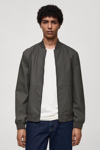 Veste bomber similicuir - Gris