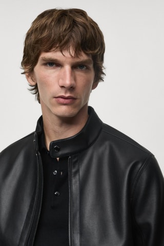 Blouson en similicuir nappa - Noir