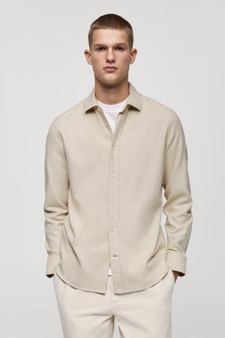 Chemise 100 % coton flanelle regular-fit - Gris clair