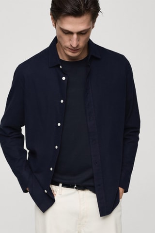 Chemise 100 % coton flanelle regular-fit - Bleu marine