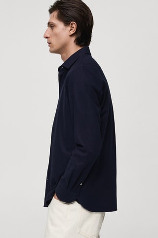 Chemise 100 % coton flanelle regular-fit - Bleu marine