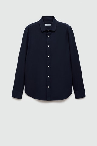 Chemise 100 % coton flanelle regular-fit - Bleu marine