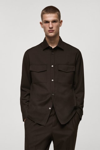 Surchemise regular fit poches - Chocolat