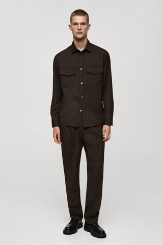 Surchemise regular fit poches - Chocolat