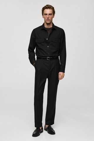 Surchemise regular fit poches - Noir