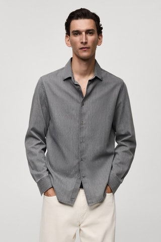 Chemise regular-fit chambray coton - Gris
