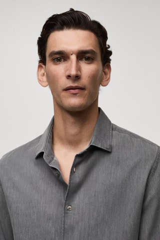 Chemise regular-fit chambray coton - Gris