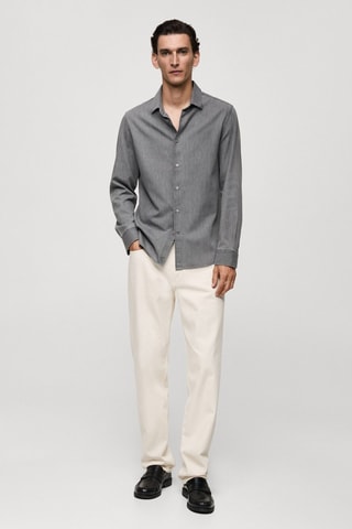 Chemise regular-fit chambray coton - Gris