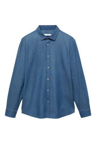 Chemise slim fit coton chambray - Bleu