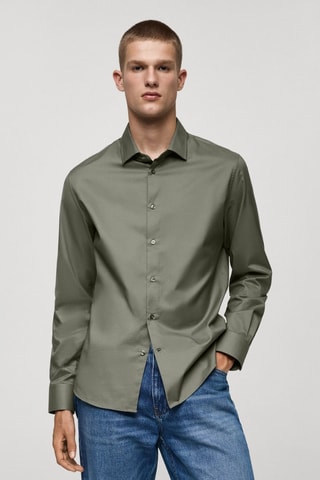 Chemise regular-fit 100 % coton - Vert
