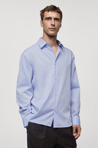 Chemise 100 % coton boxy-fit - Bleu clair