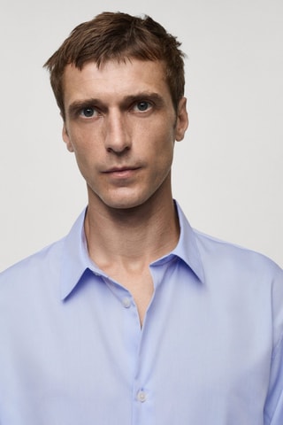 Chemise 100 % coton boxy-fit - Bleu clair