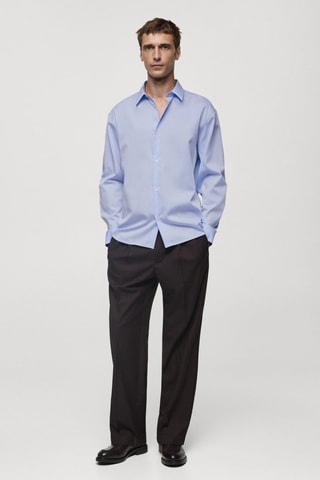 Chemise 100 % coton boxy-fit - Bleu clair