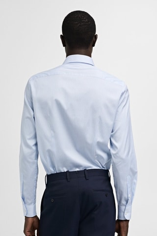 Chemise costume regular-fit coton rayures - Blanc