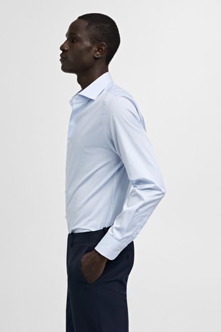 Chemise costume regular-fit coton rayures - Blanc