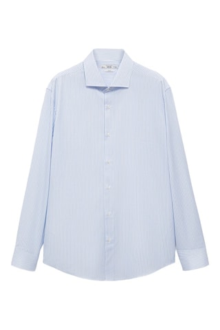 Chemise costume regular-fit coton rayures - Blanc