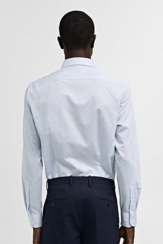 Chemise costume slim-fit twill milleraies - Bleu