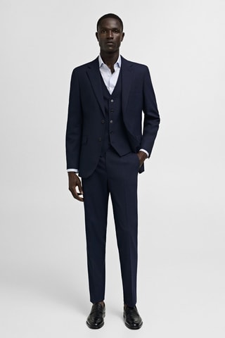 Chemise costume slim-fit twill milleraies - Bleu