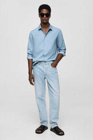 Chemise regular-fit chambray coton - Bleu clair