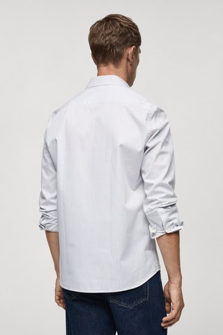Chemise slim fit coton rayée - Blanc